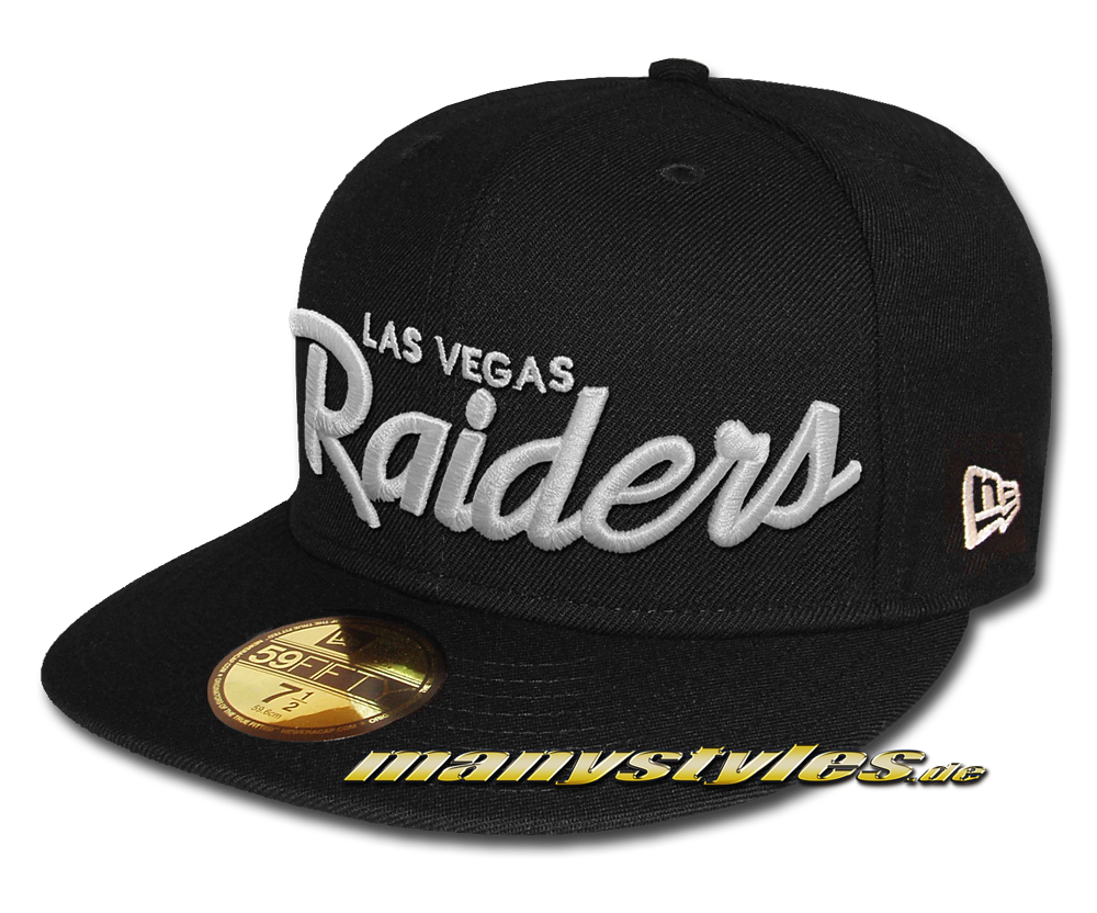 Las Vegas Raiders NFL 59FIFTY exclusive Classic Script Cap Black White von New Era