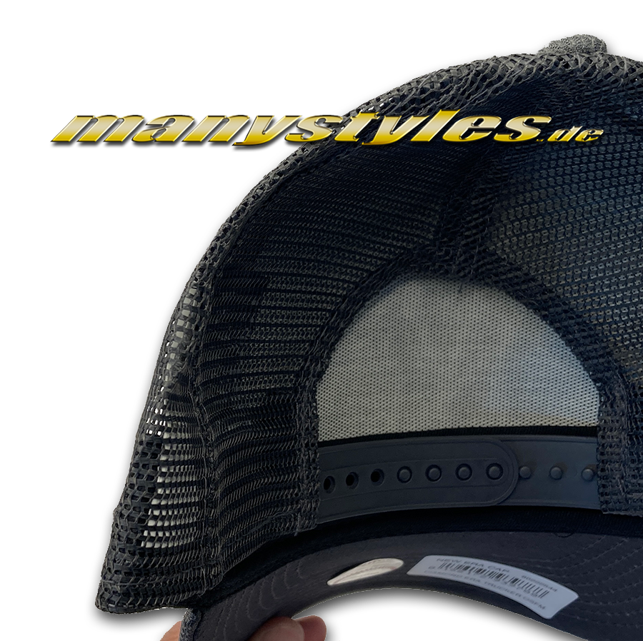 All Over Print 9FORTY MLB AOP Trucker Curved Visor Adjustable Cap in Black White von New Era BAckview Snapbackverschluss