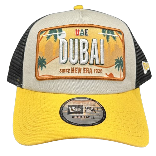 NE Number Name Plate Trucker Cap Yellow White Black von New Era 