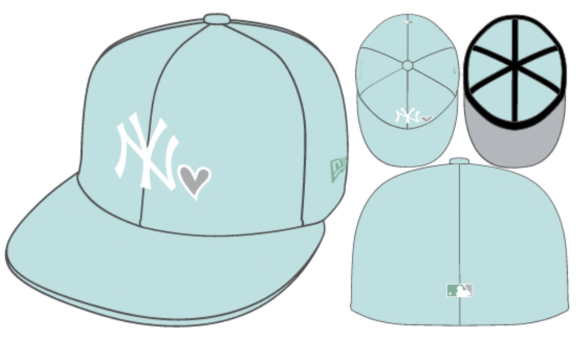 NY Yankees MLB 59FIFTY U Heart NY Love Cap Blue Tint