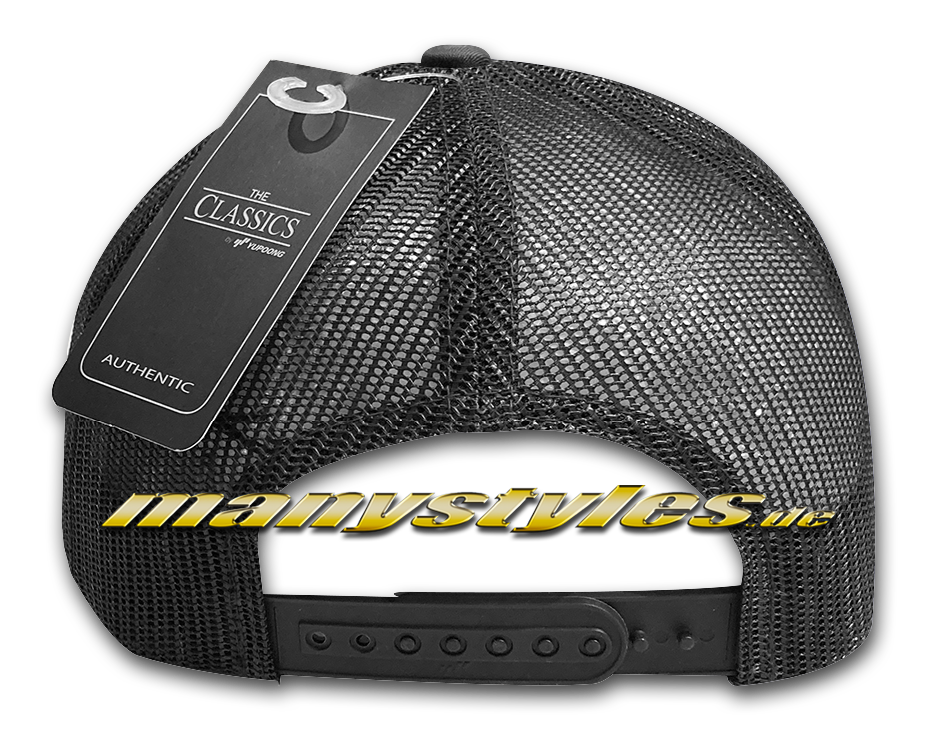 Blank Trucker Curved Visor Cap Black White