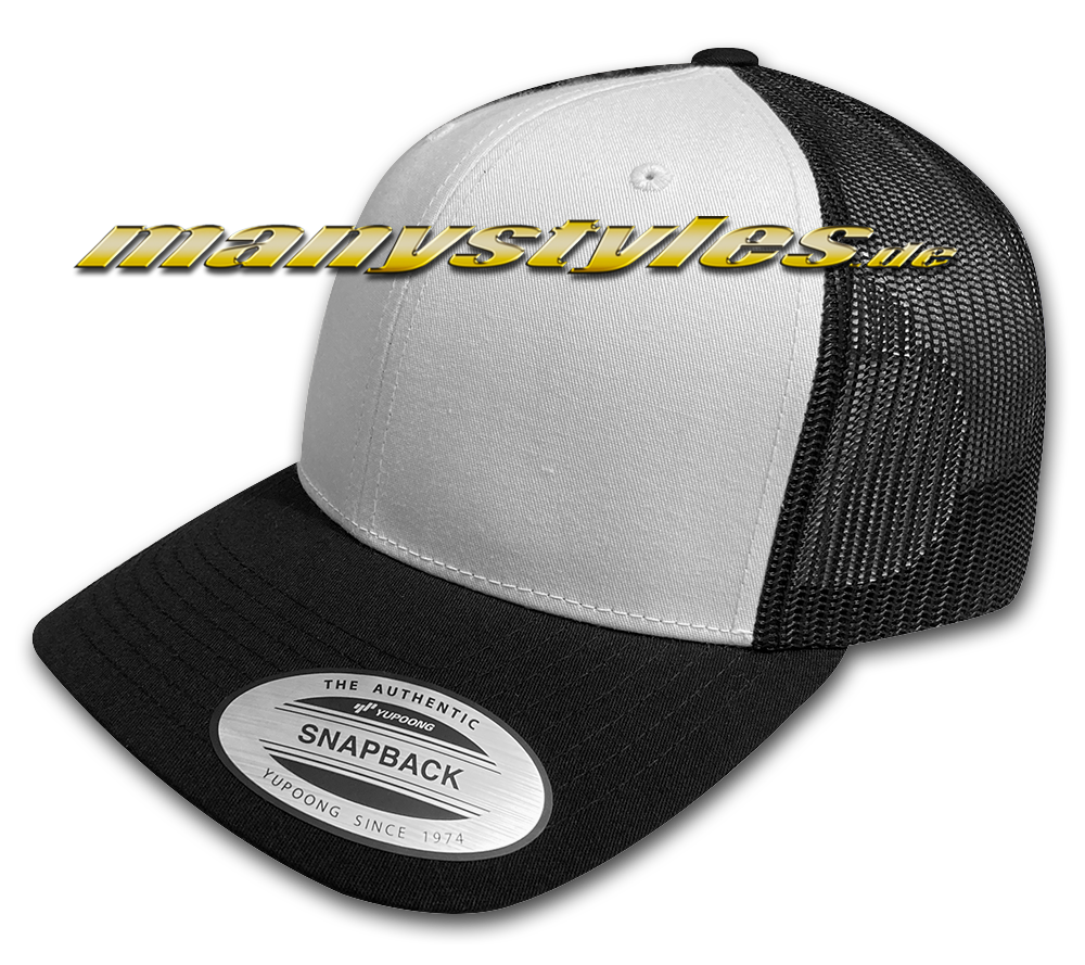 Blank Trucker Curved Visor Cap Black White von Yupong