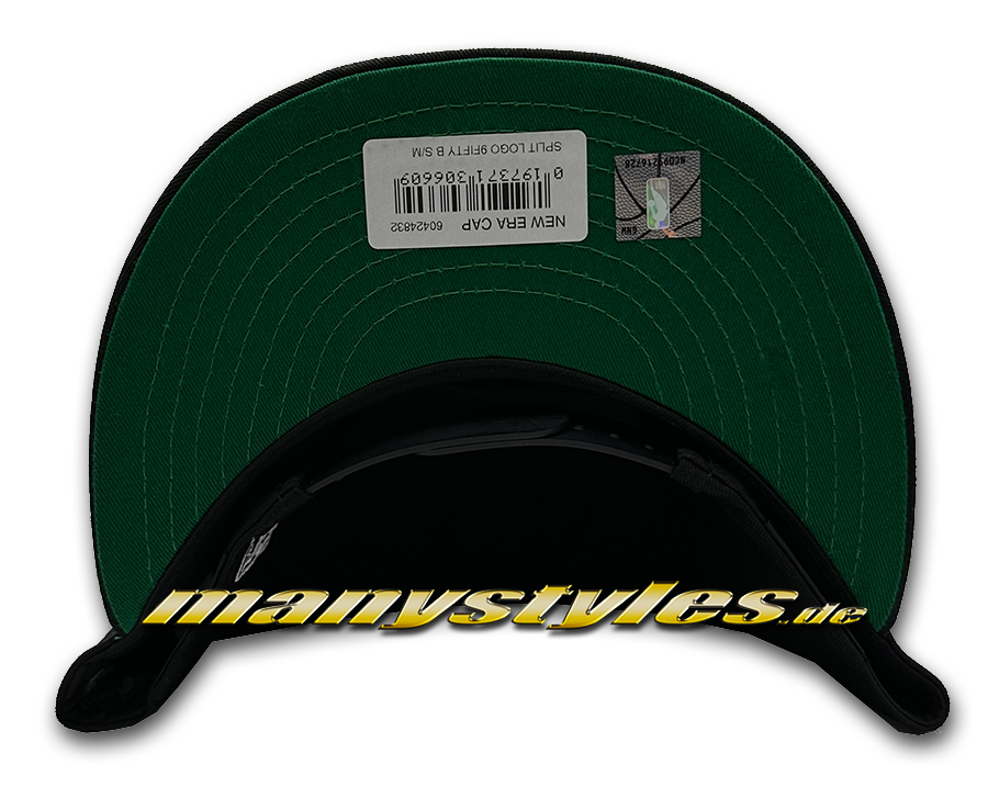 Boston Celtics NBA 9FIFTY Snapback Cap Split Logo Black OTC von New Era Undervisor Green On Field