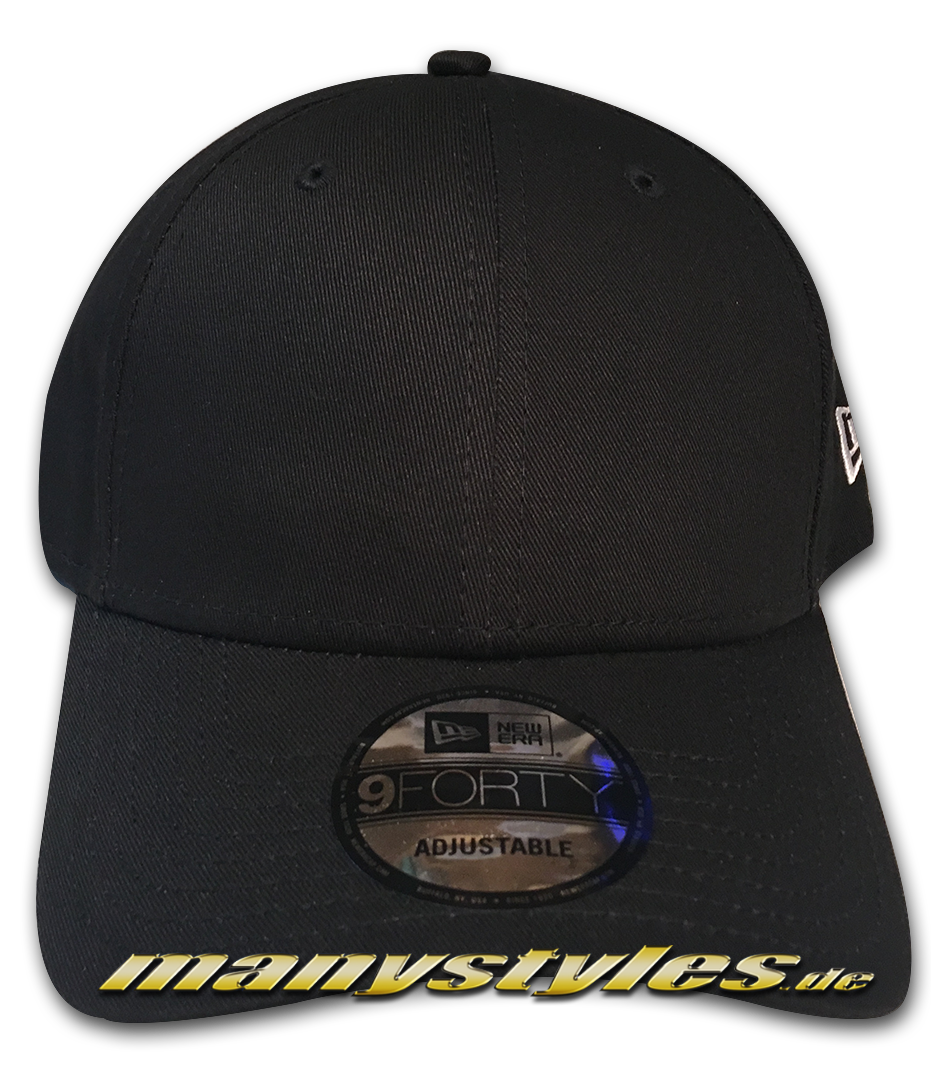 NE Essentials Blank 9FORTY Adjustable Curved Visor Cap Black von New Era