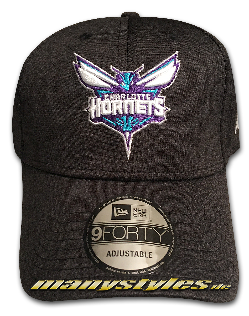 Charlotte Hornets NBA 9FORTY Shadow Tech Jersey Cap Charcoal Heather Teal Purple OTC 940 Curved Visor Adjustable Cap von New Era
