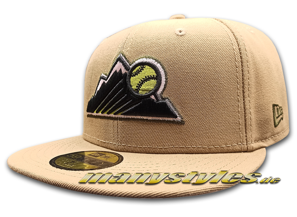 COLORADO ROCKIES MLB 59FIFTY 25 Anniversary HWC MANYSTYLES exclusive Cap Khaki Pink von New Era Real 2