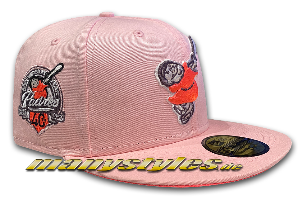 San Diego Padres MLB 59FIFTY Cooperstown 40 Cap in Baby Pink Glow von New Era Front PAtch