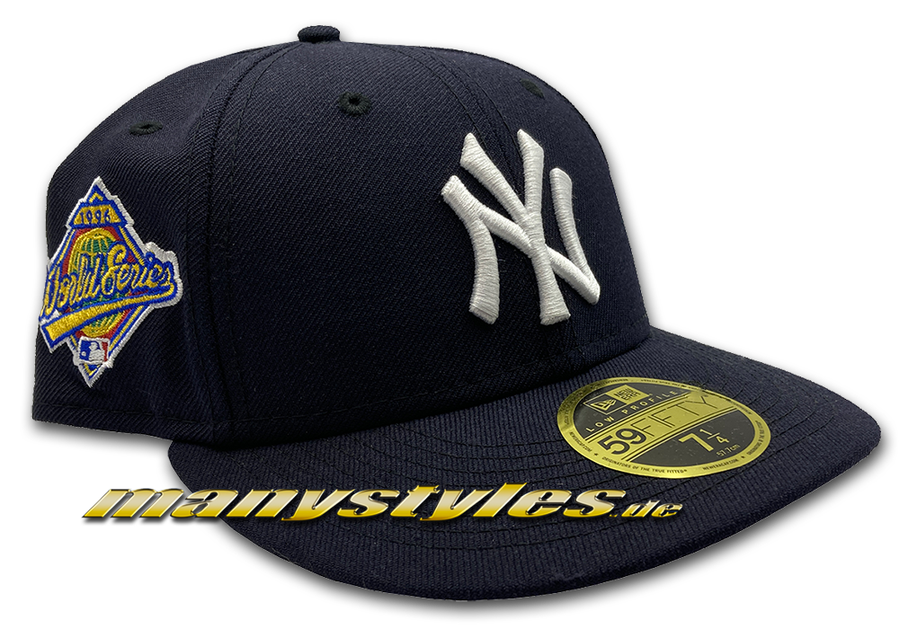 NY Yankees 59FIFTY MLB exclusive 1996 World Series Authentic Lowpro Lowprofile Lowcrown Cap Game Navy White with Grey Undervisor von New Era 1996er Patch
