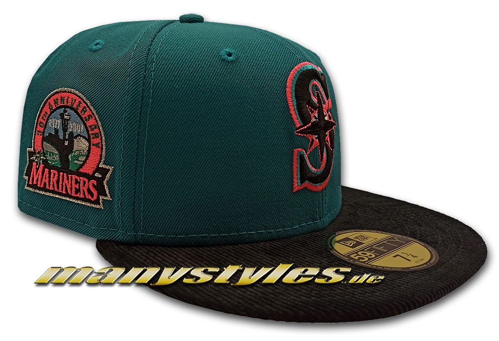 Seattle Mariners MLB 59FIFTY exclusive 30 Years Anniversary Cap Black Cord Aqua Pink von New Era Real Alternate Patch View