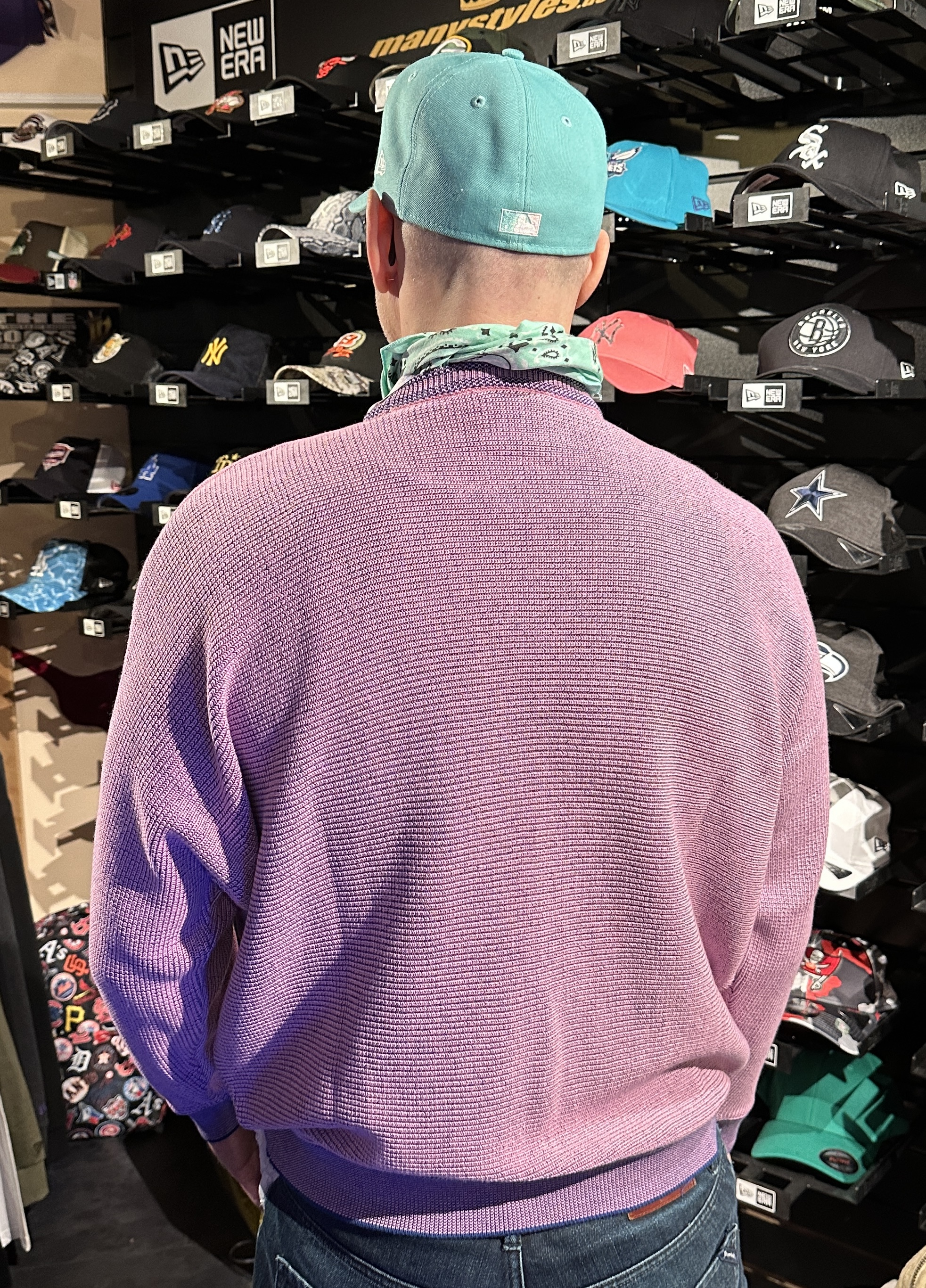 Carlo Colucci Sweater Pullover Strickpullover Clean Color Purple Grey backview