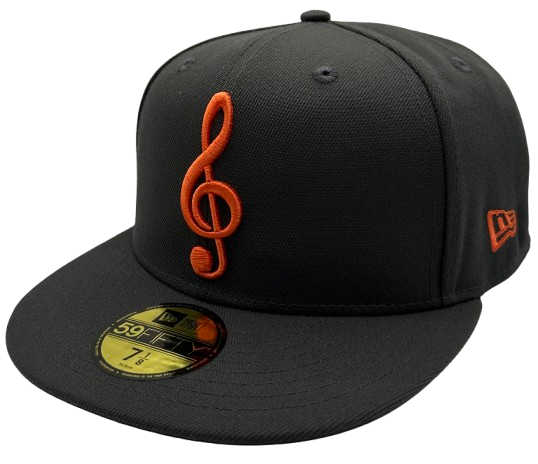 MANYSTYLES 59FIFTY Fitted exclusive Music Note Cap Graphite Lava Red von New Era Front 18stk Limitirt Frei