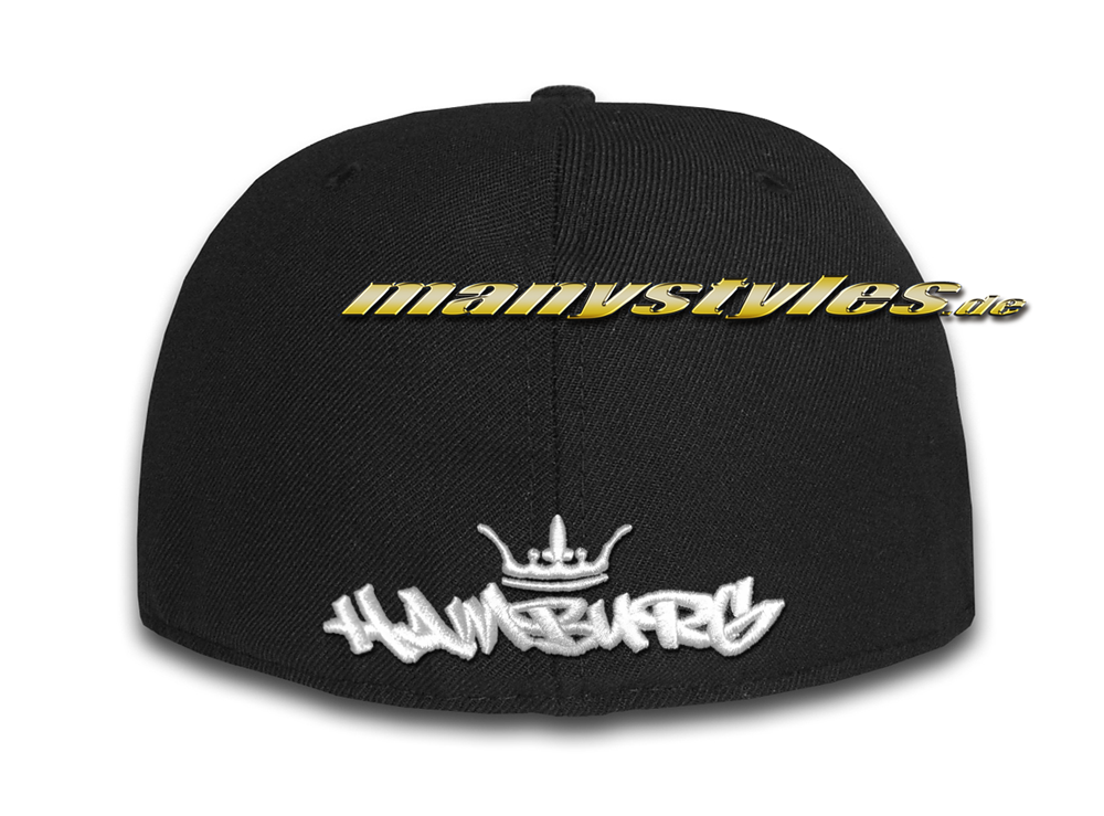 manystyles The Roots Hamburg Caps Hammaburg Crown exclusive 59FIFTY Fitted Cap Black White Backview