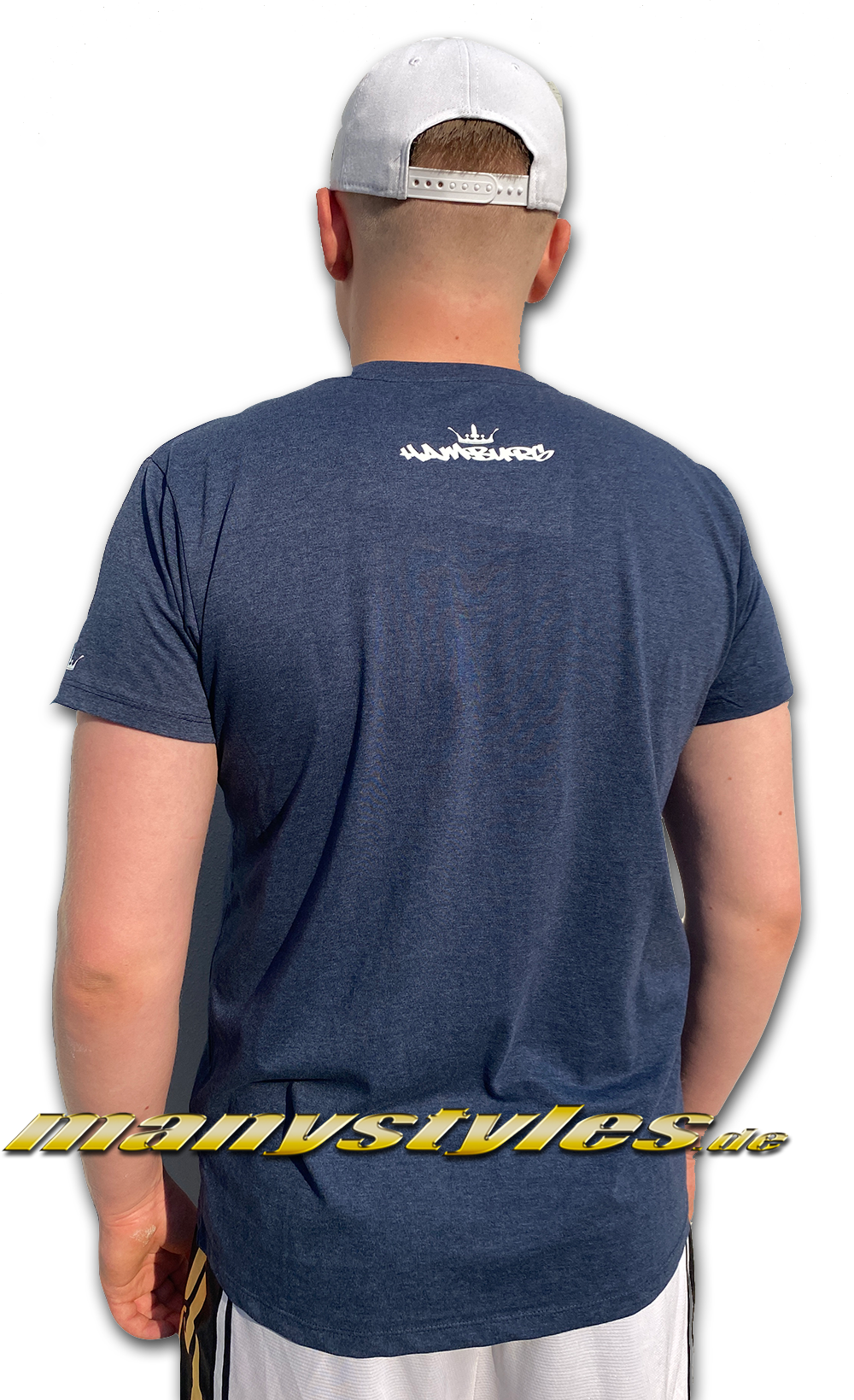 Survival of the Fittest Crown exclusive T-Shirt Heather Denim Bright White von Sol Front Backview Rückseite Backview Hamburg Crown Script Logo