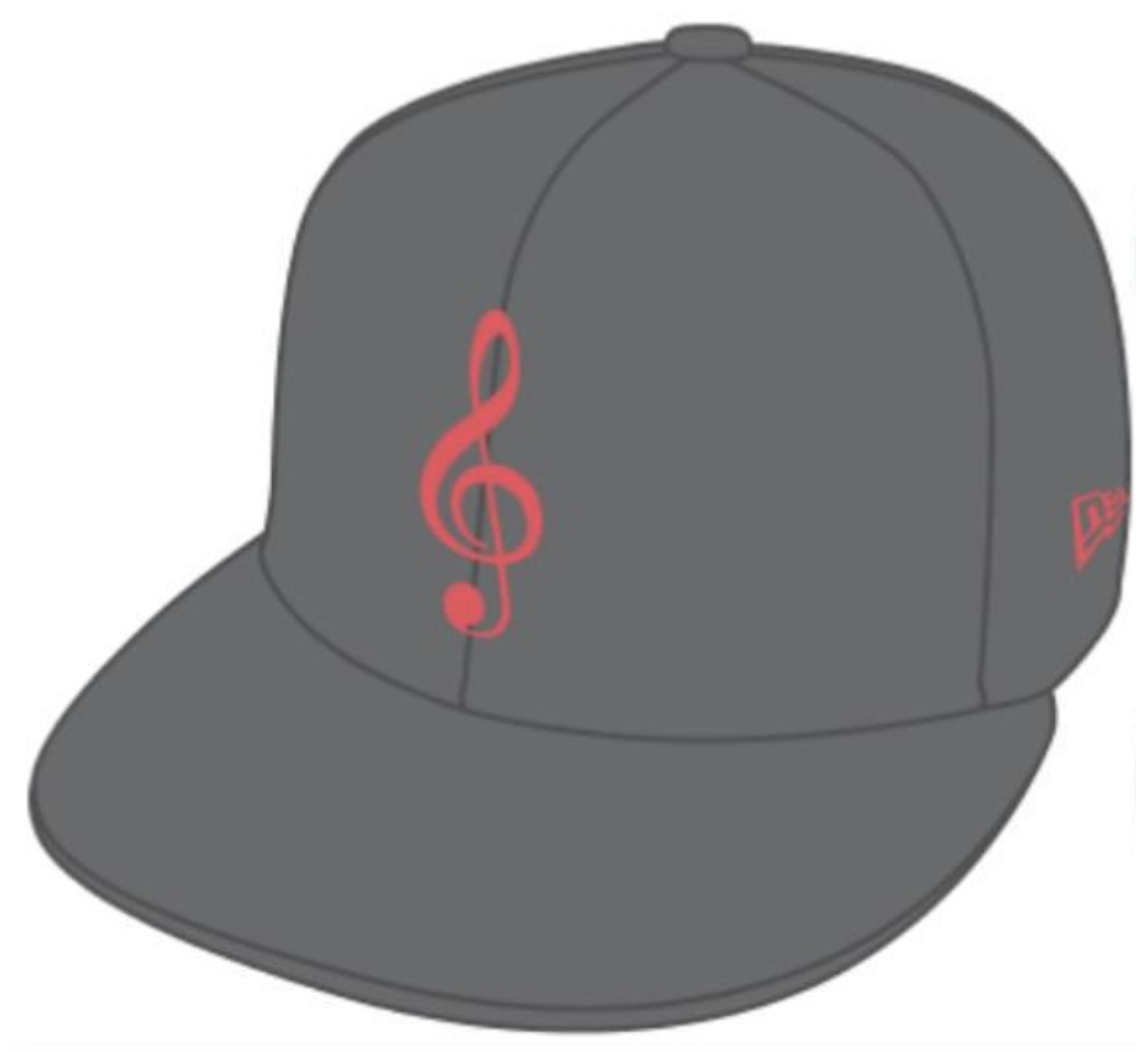 MANYSTYLES 59FIFTY Fitted exclusive Music Note Cap Graphite Lava Red von New Era Front 18stk Limitirt