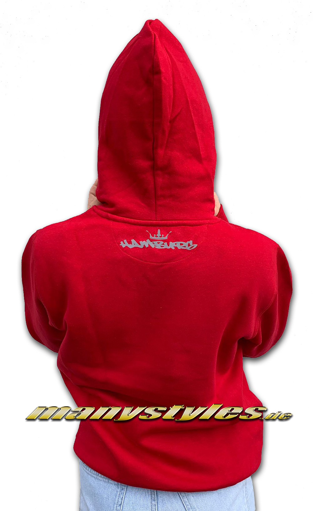 Fuck Covid19 manystyles Crown exclusive Hamburg Survivor Hooded Sweatshirt mit Kapuze in Fire Red 3M
