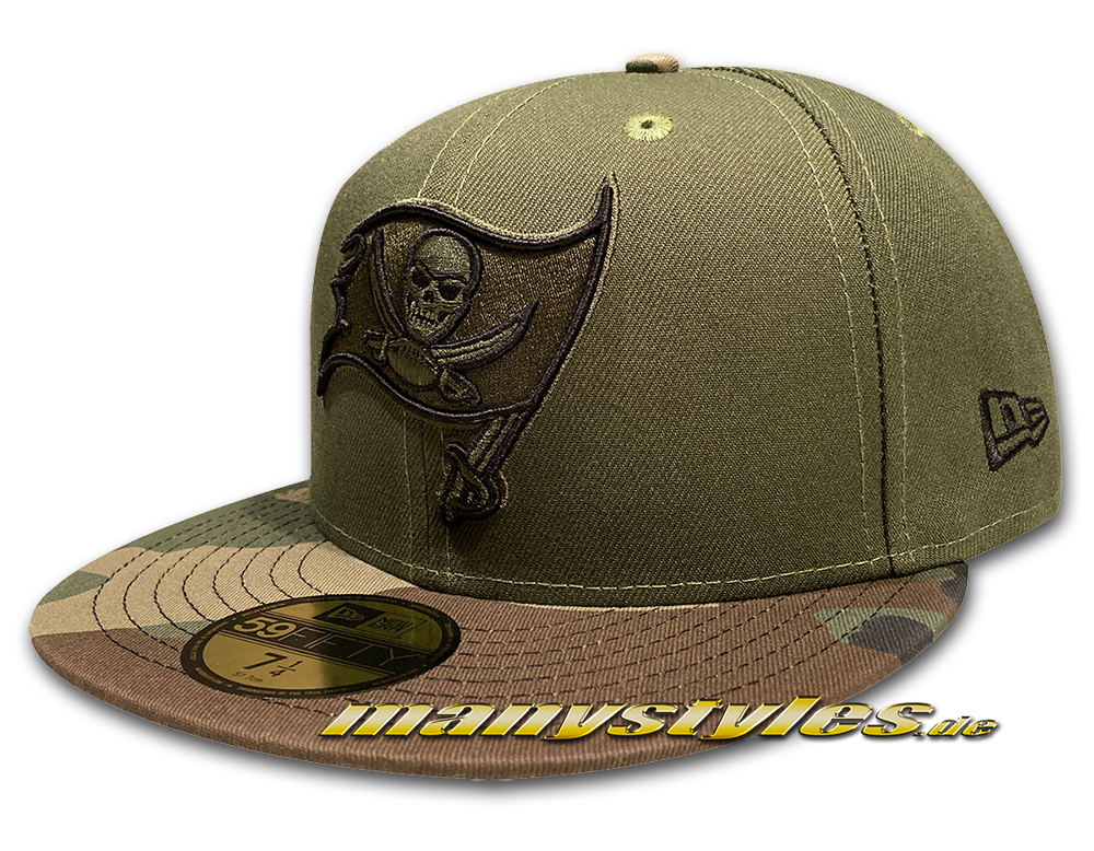 Tampa Bay Buccaneers 59FIFTY NFL manyStyles exclusive Camo Visor Cap in Rifle Green Woodland Camouflage von New Era