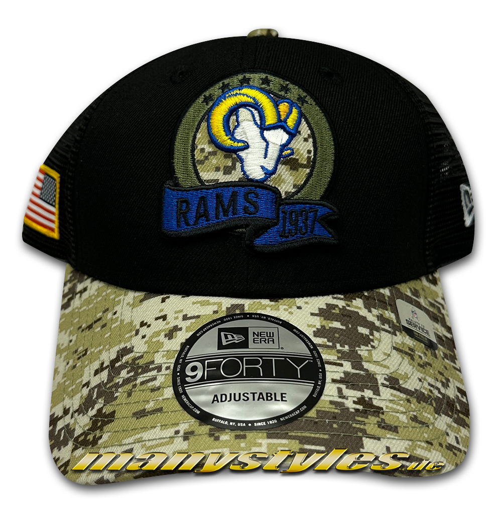 Los Angeles Rams NFL 9FORTY Curved Visor adjustable Salute2Service Cap Digital Desert Camouflage OTC von New Era