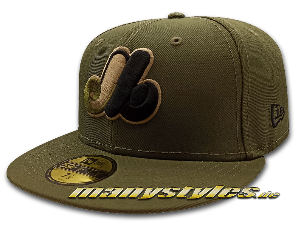 Montreal Expos MLB 59FIFTY manyStyles exclusive AN35 Olive Woodland Camouflage von New Era Front 1