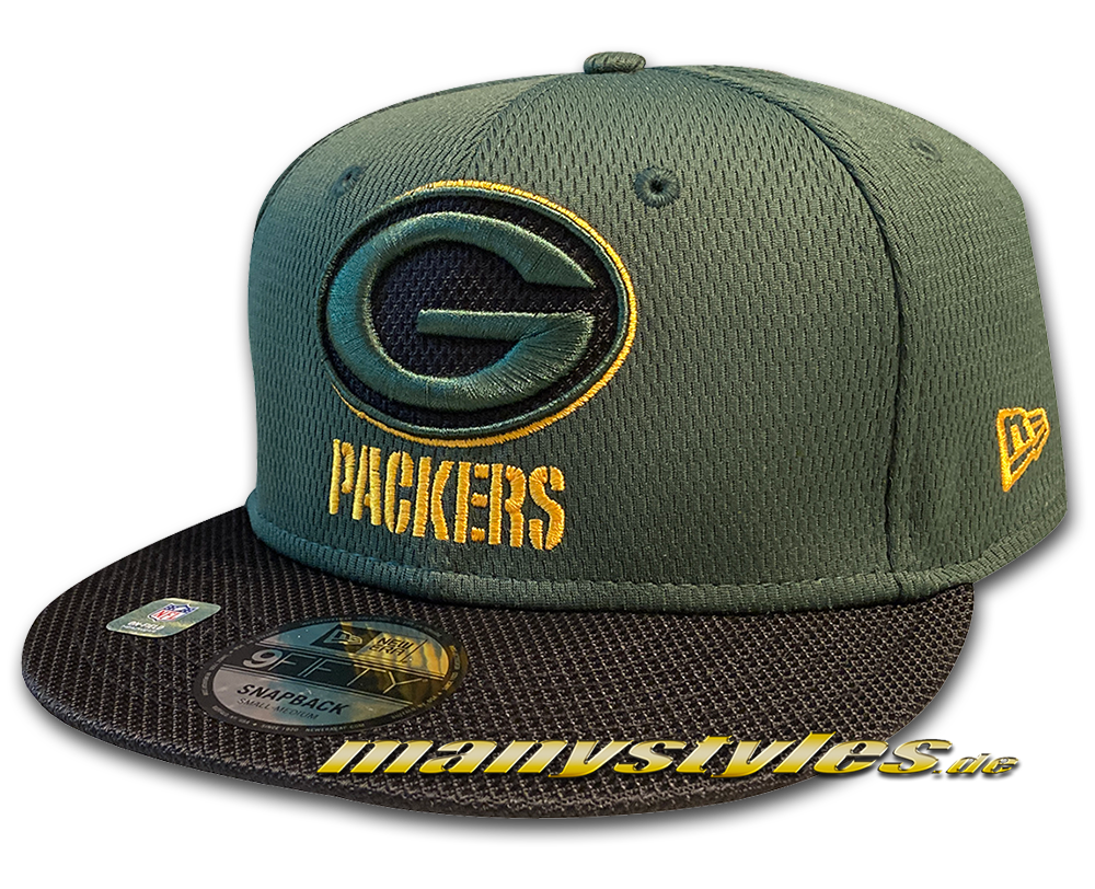 Greenbay Packers 9FIFTY NFL21 SL RD 950 Snapback Cap Green Yellow OTC Sideline 2021 von New Era